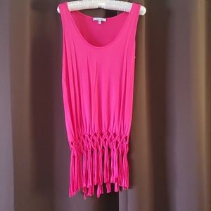 Pink fringed tank top